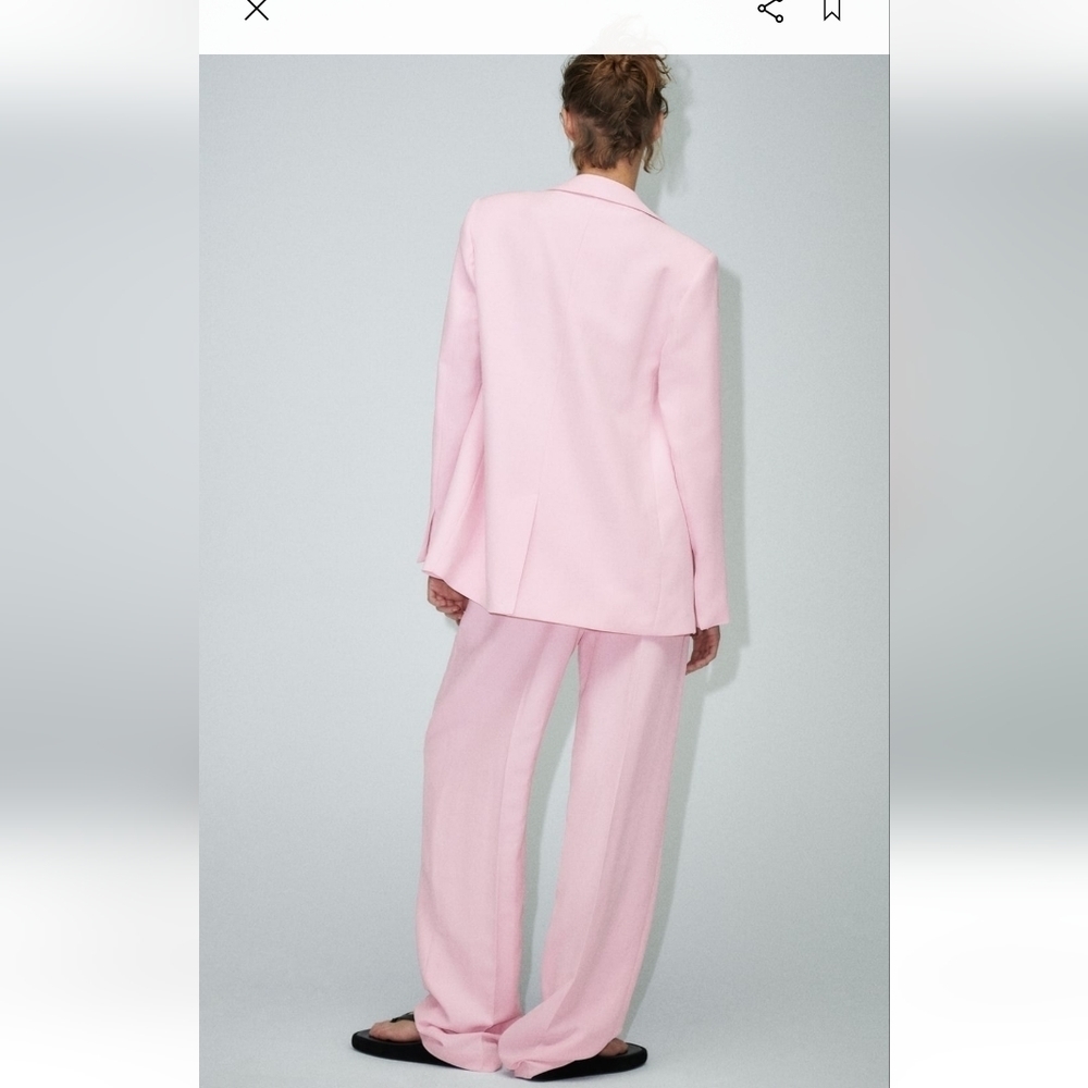 NWT ZARA straight cut blazer Pink  M - Picture 6 of 15